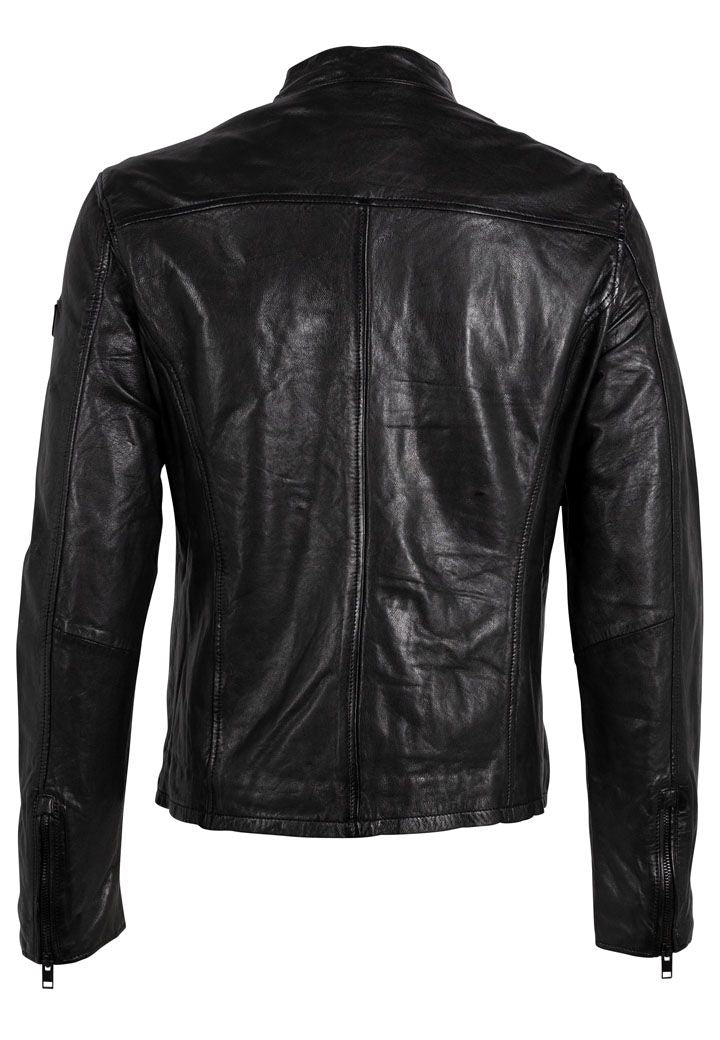 Jon RF Leather Jacket, Black