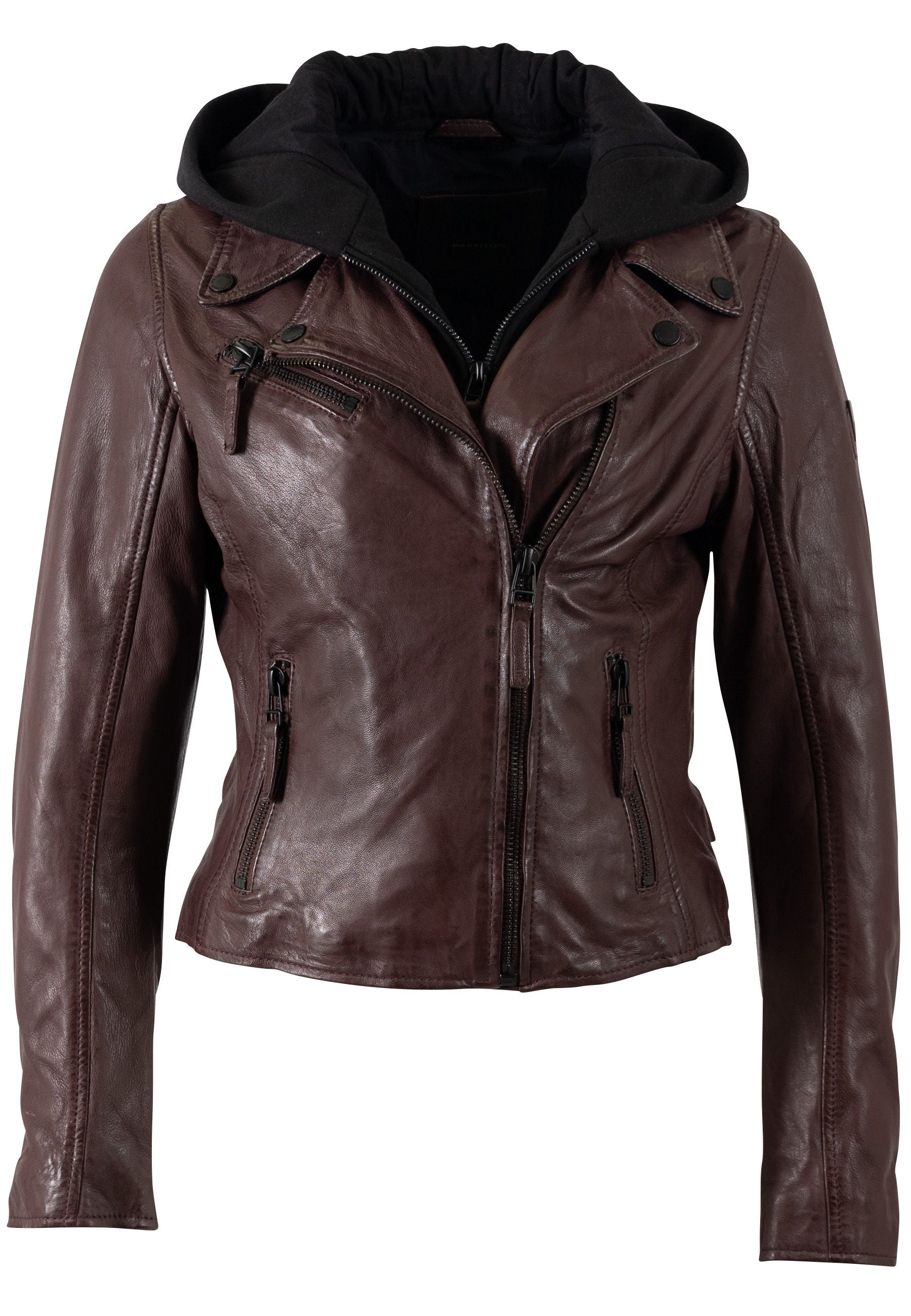 Christyn RF Star Detail with Hood Leather Jacket