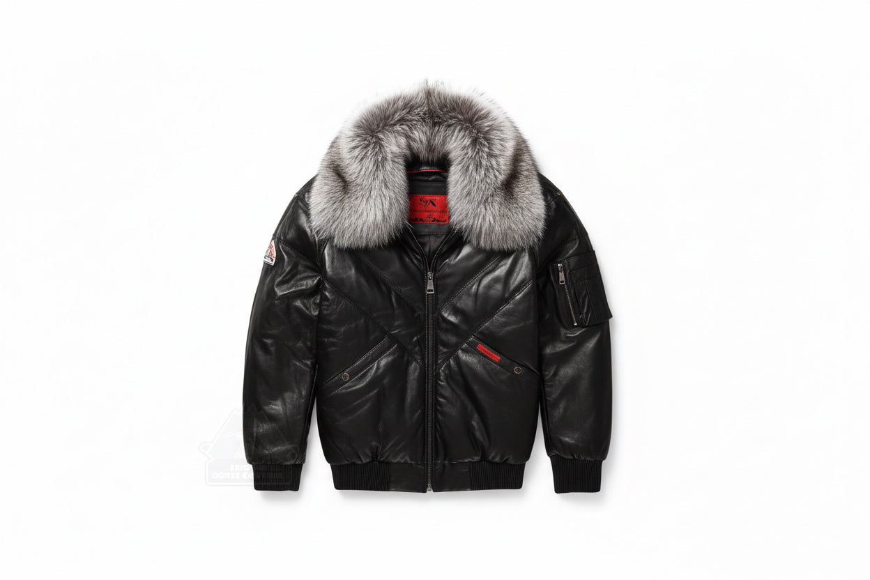 Original Goose Country Men's V-BOMBER FOX FUR leather Jacket - Zooloo Leather
