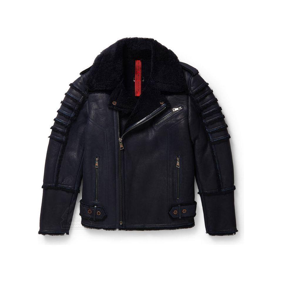 Original Goose Country Men's Sheepskin Shearling Moto Jacket - Zooloo Leather