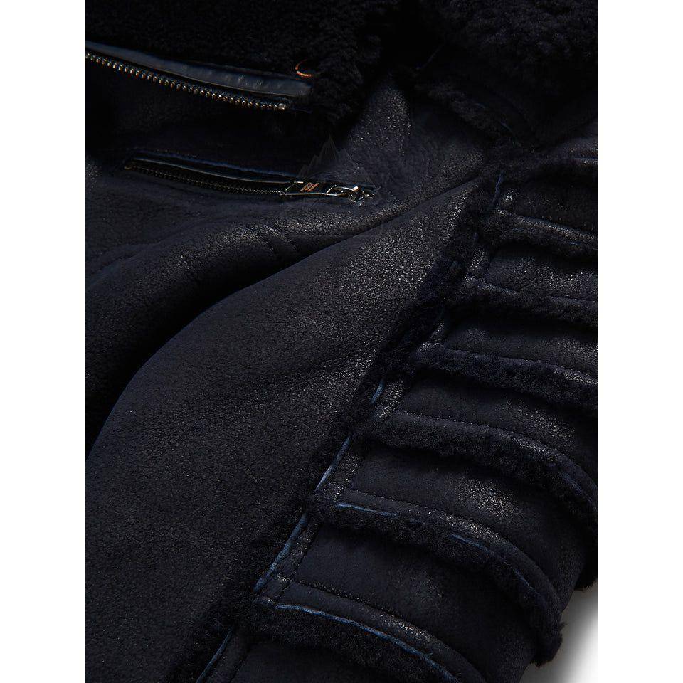 Original Goose Country Men's Sheepskin Shearling Moto Jacket - Zooloo Leather