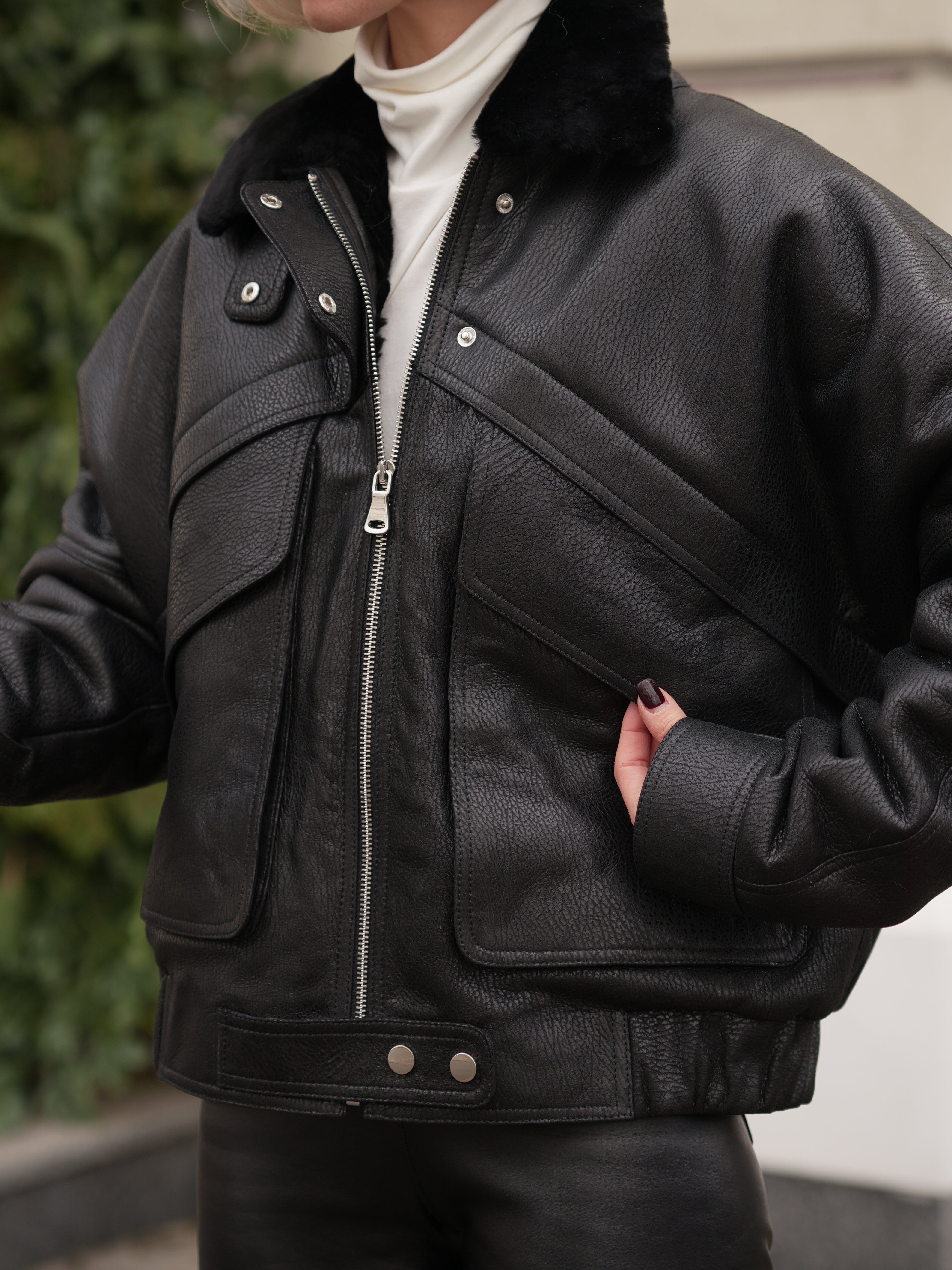 Maxwell Genuine Jumbo Shearling Leather Jacket
