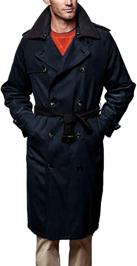 LONDON FOG mens Iconic Double Breasted With Zip-out Liner and Removable Top Collar Trench coat