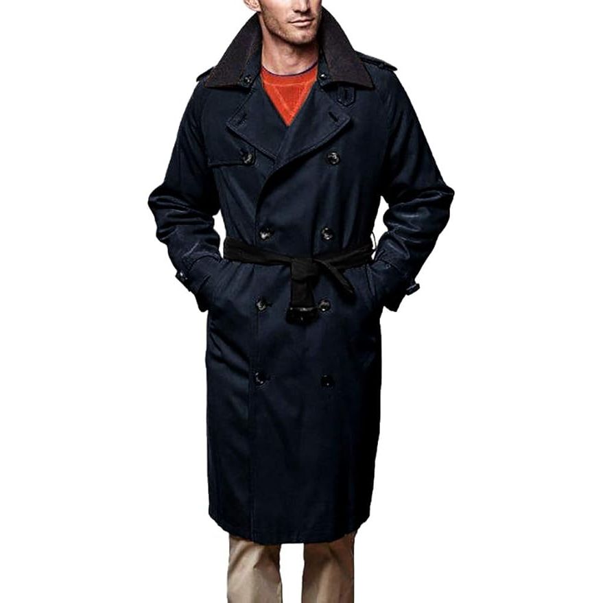 LONDON FOG mens Iconic Double Breasted With Zip-out Liner and Removable Top Collar Trench coat
