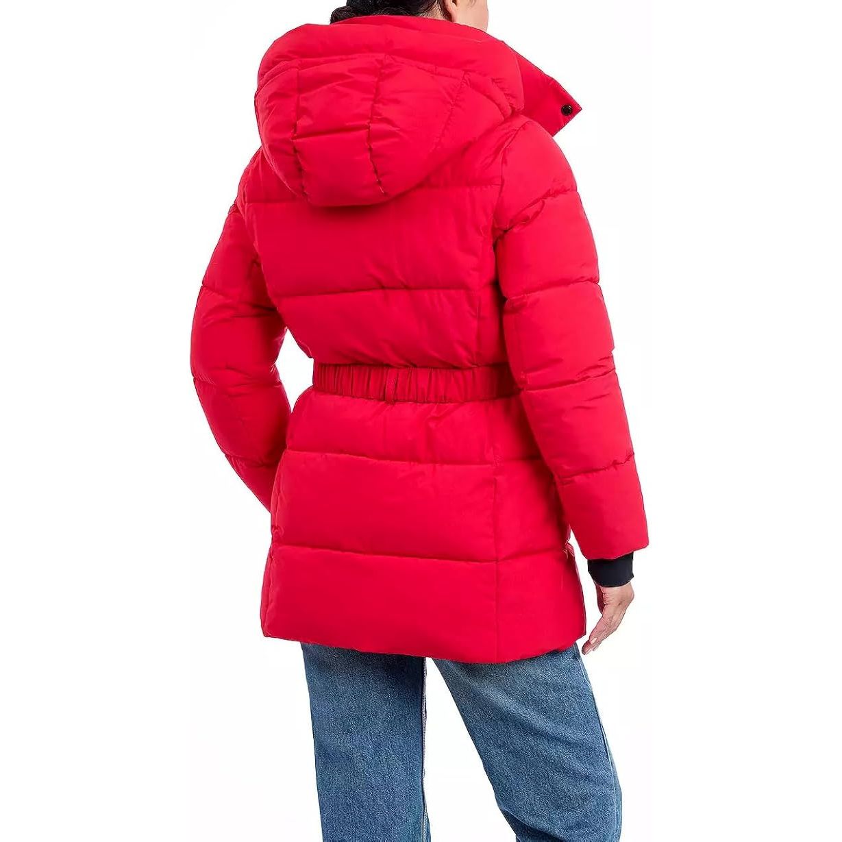 BCBGeneration Women's Belted Active Puffer Coat with Hood