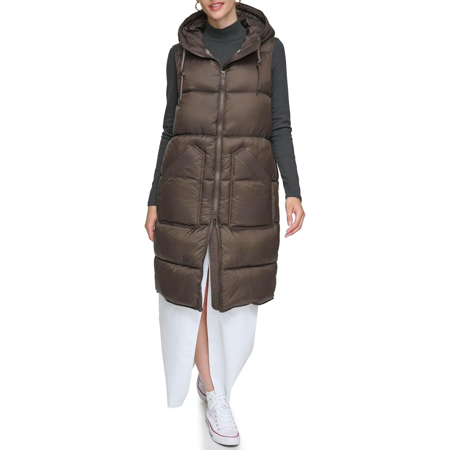 Andrew Marc Womens Kerr Long Quilted Puffer Vest