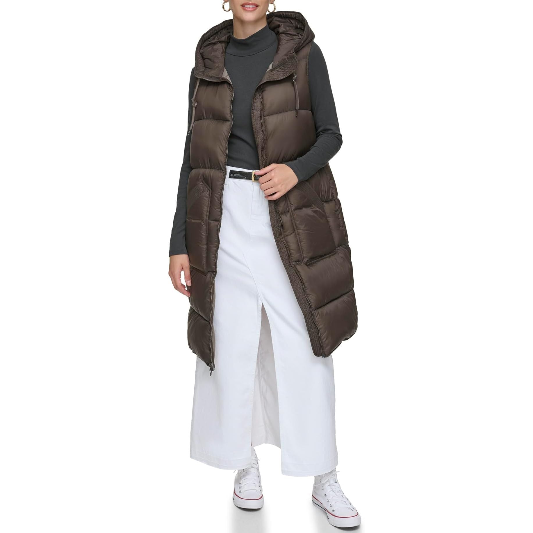 Andrew Marc Womens Kerr Long Quilted Puffer Vest