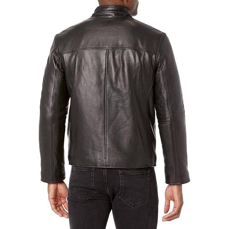 Cole Haan Men's Smooth Lamb Leather Jacket With Convertible Collar - Zooloo Leather
