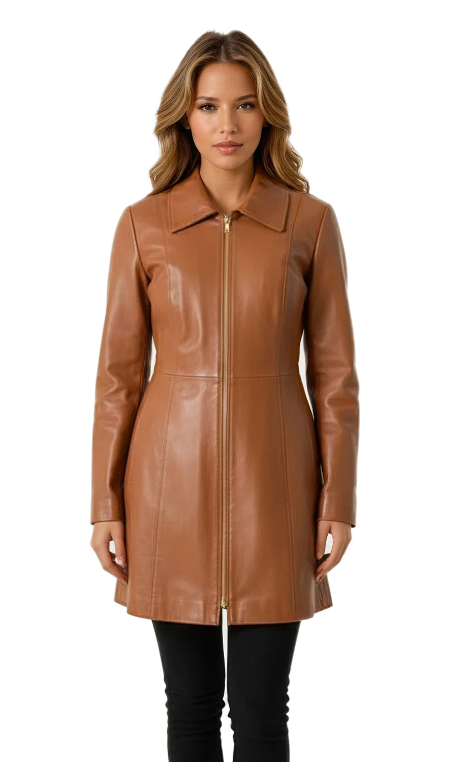 Anne Klein Women's Mid-length Leather Coat