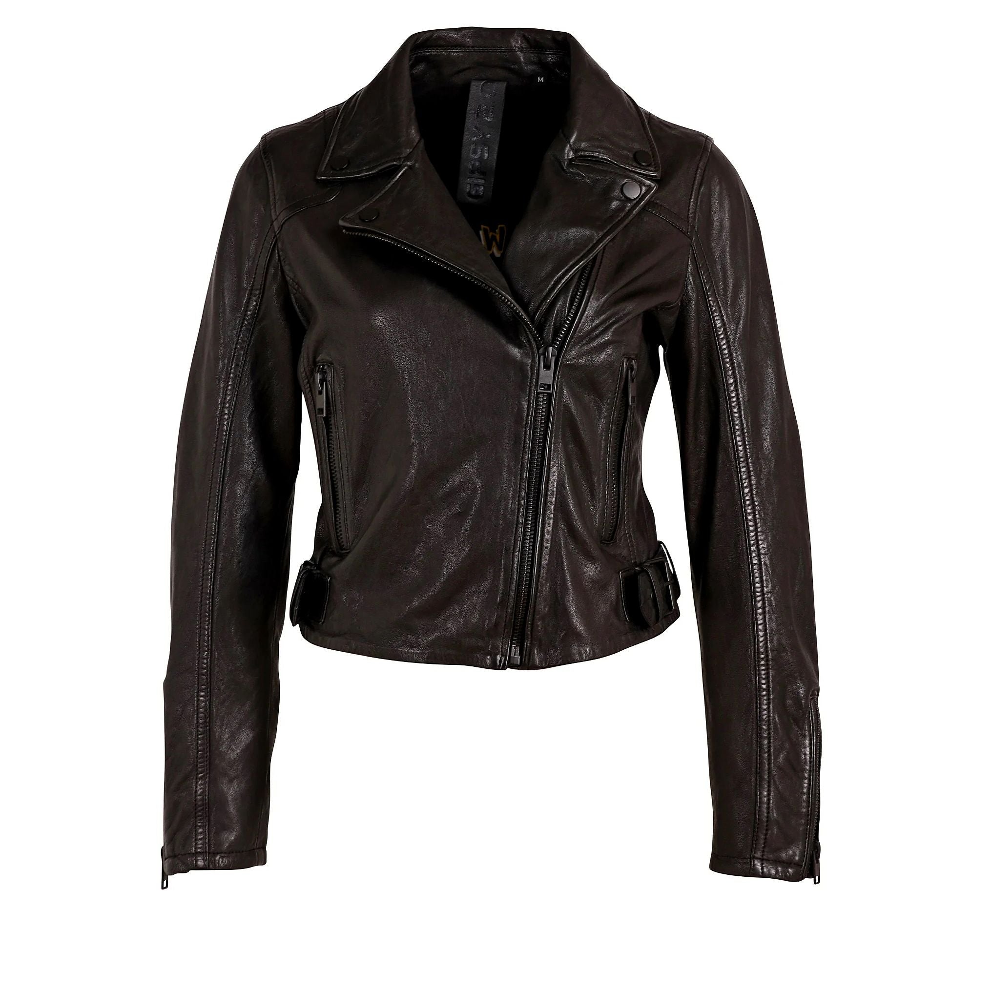 Mauritius Women's Cropped Moto Genuine Leather Jacket