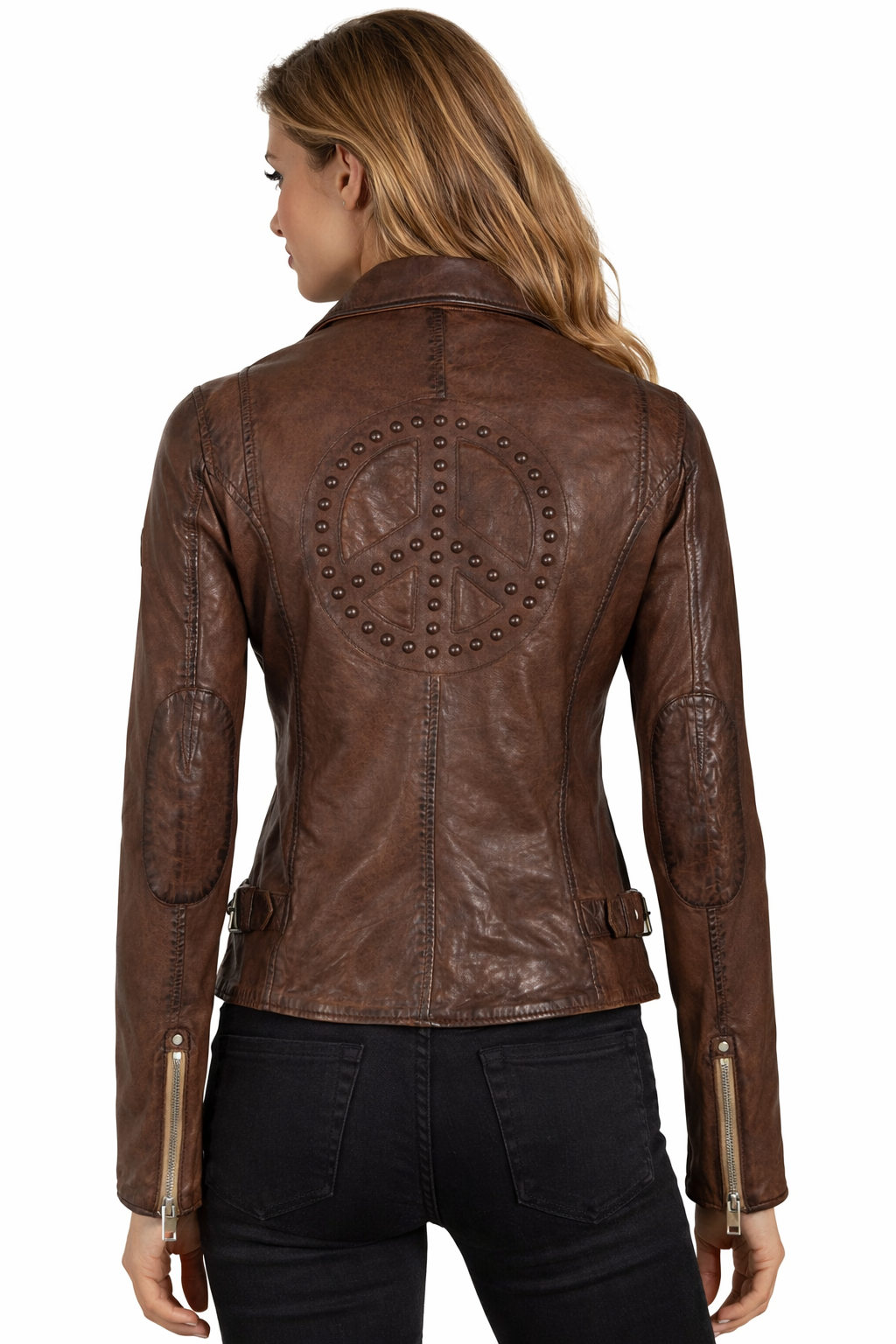 Maysie RF Leather Jacket, Brown