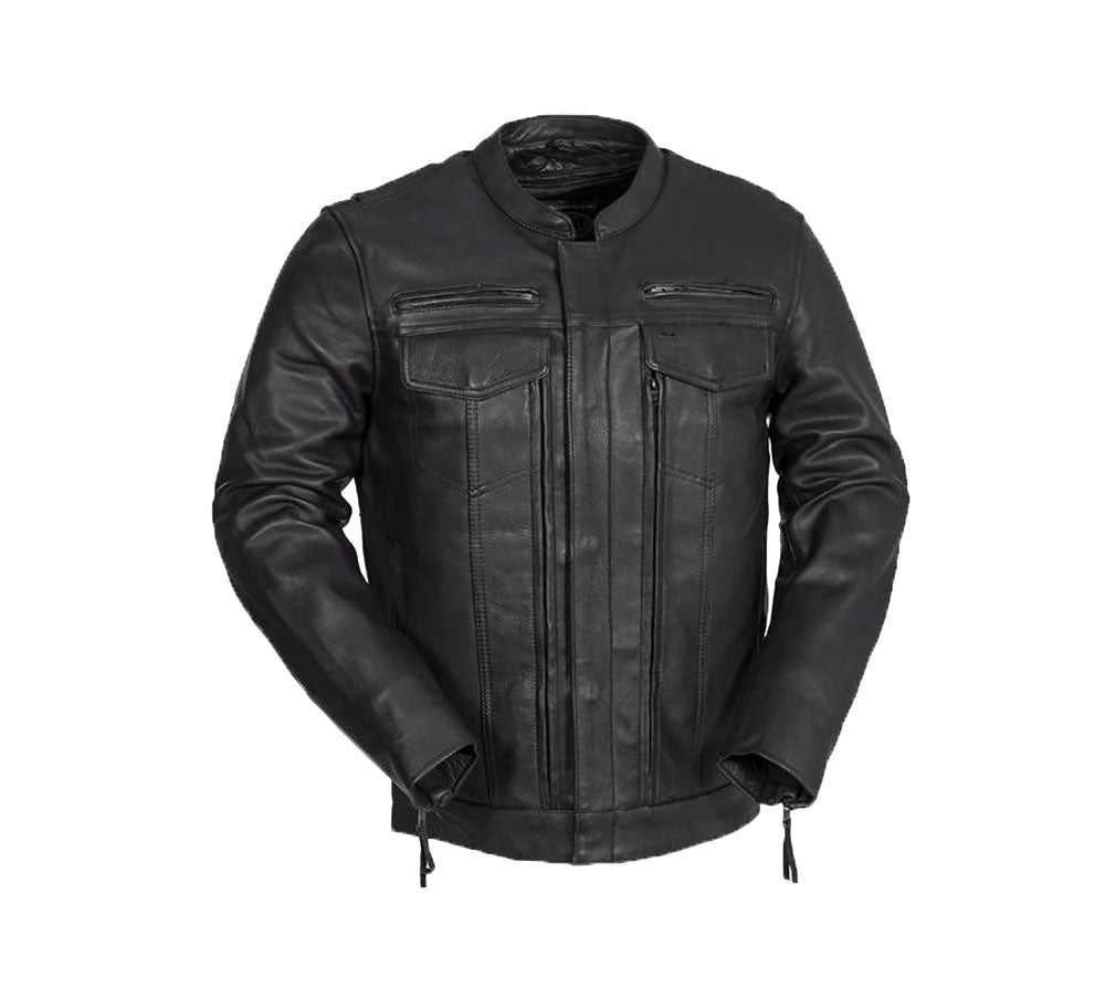 DODICI Men's Motorcycle Biker Cowhide Leather Jacket