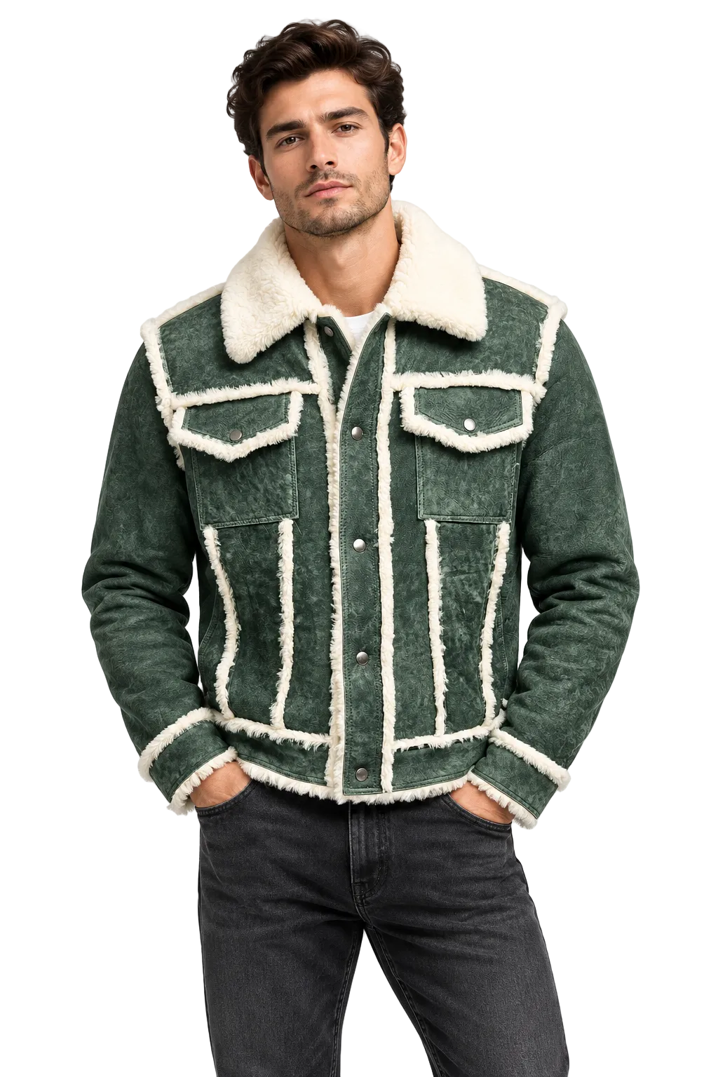 DODICI Men’s Sheepskin Shearling Sherpa Jacket