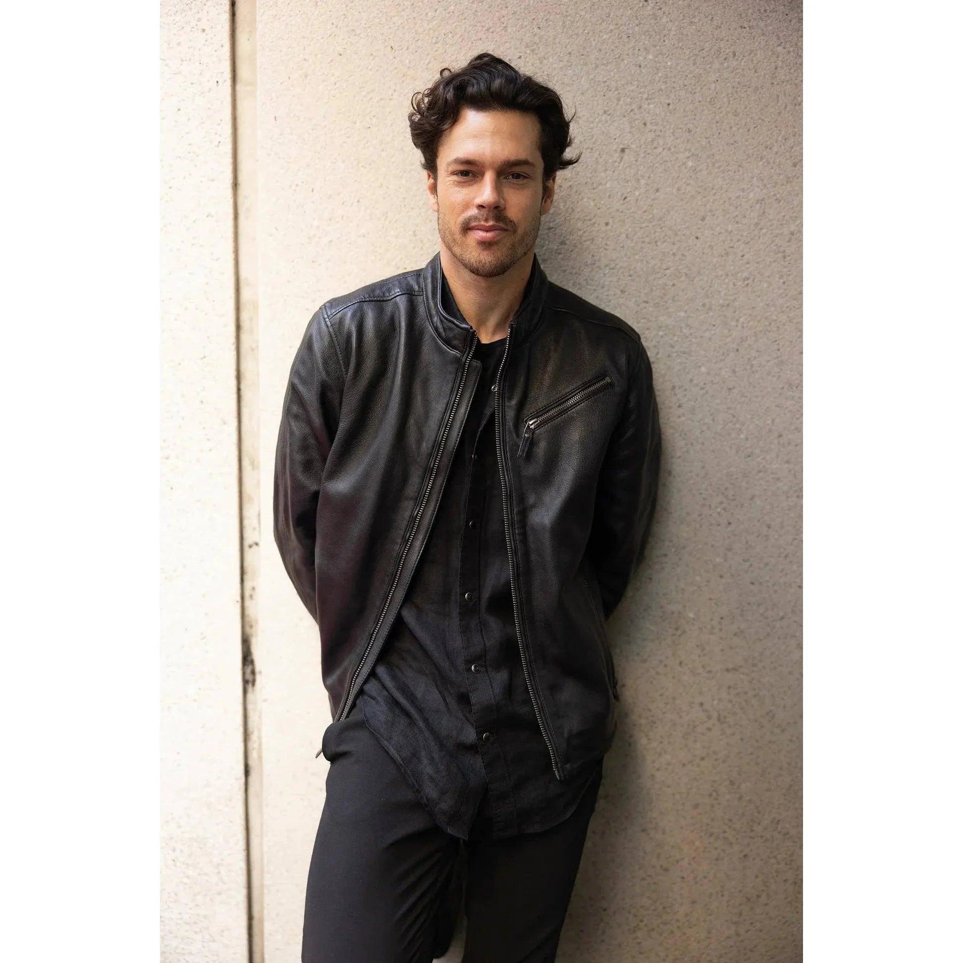 Mauritius Mens's Jaqua Racer Leather Jacket - Zooloo Leather
