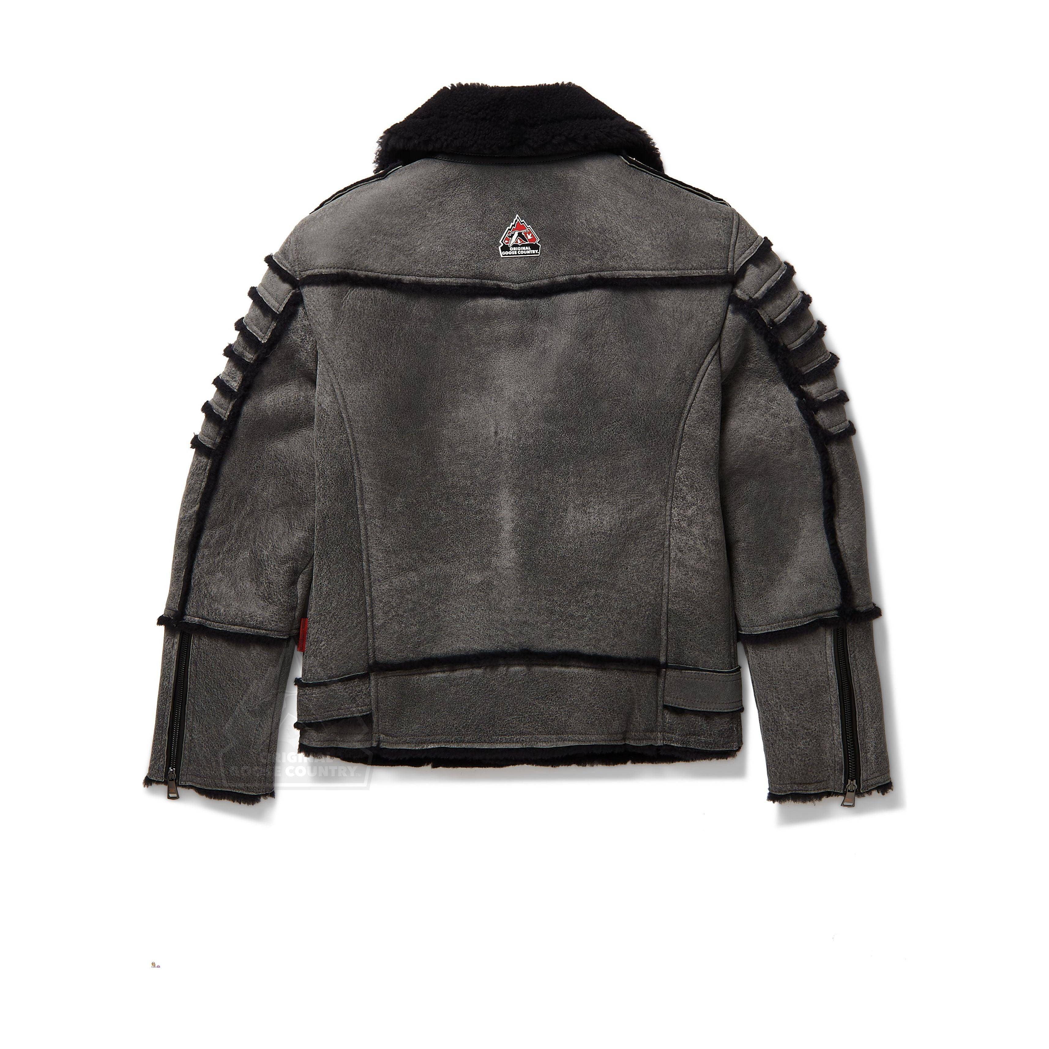 Original Goose Country Men's Sheepskin Shearling Moto Jacket - Zooloo Leather