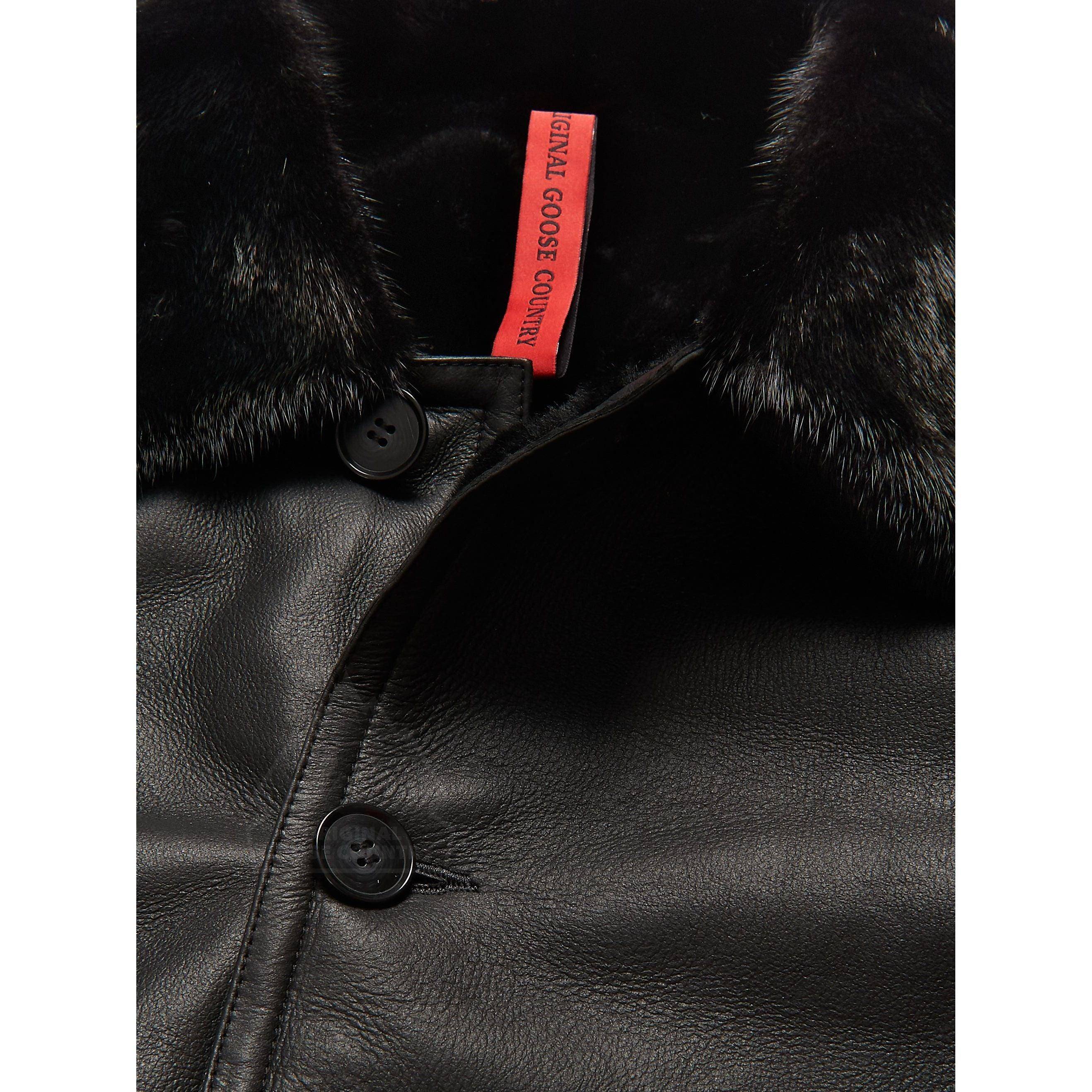 OGC Men's Sheepskin Shearling Coat with Mink Collar - Zooloo Leather