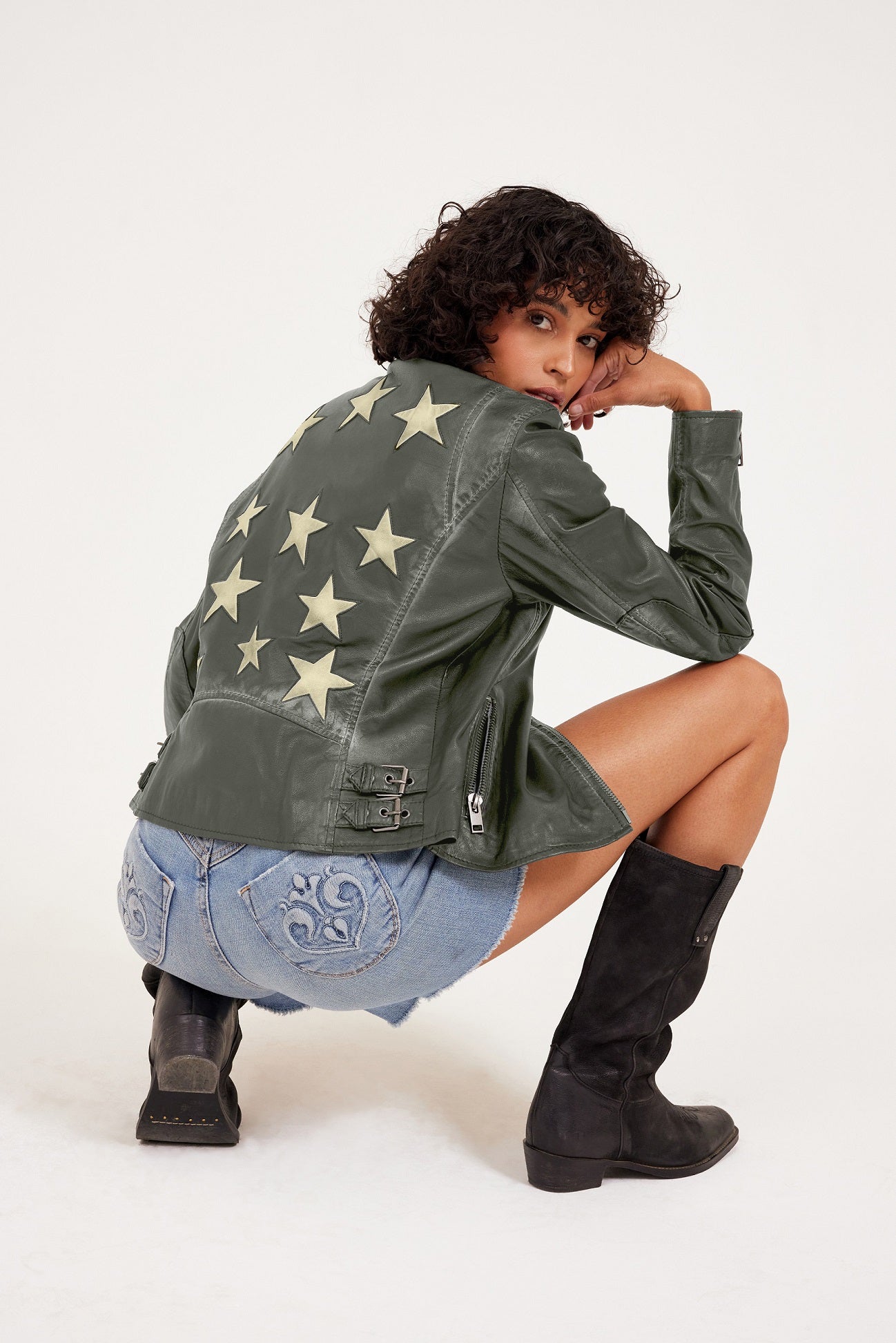 Mauritius Women's Christy RF Star Detail Leather Jacket