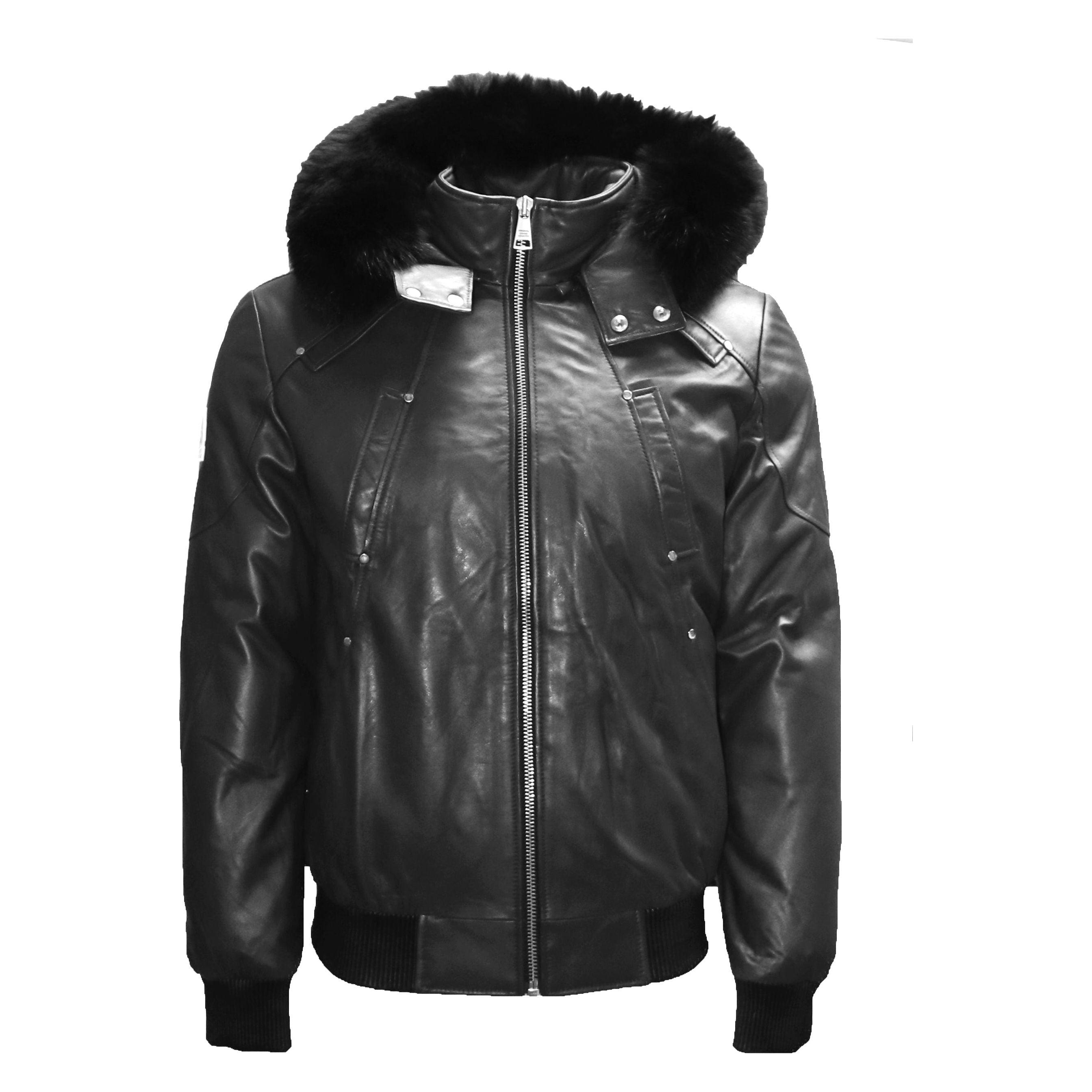 Original Goose Country Men's Down Bomber Leather Jacket with Fox fur - Zooloo Leather