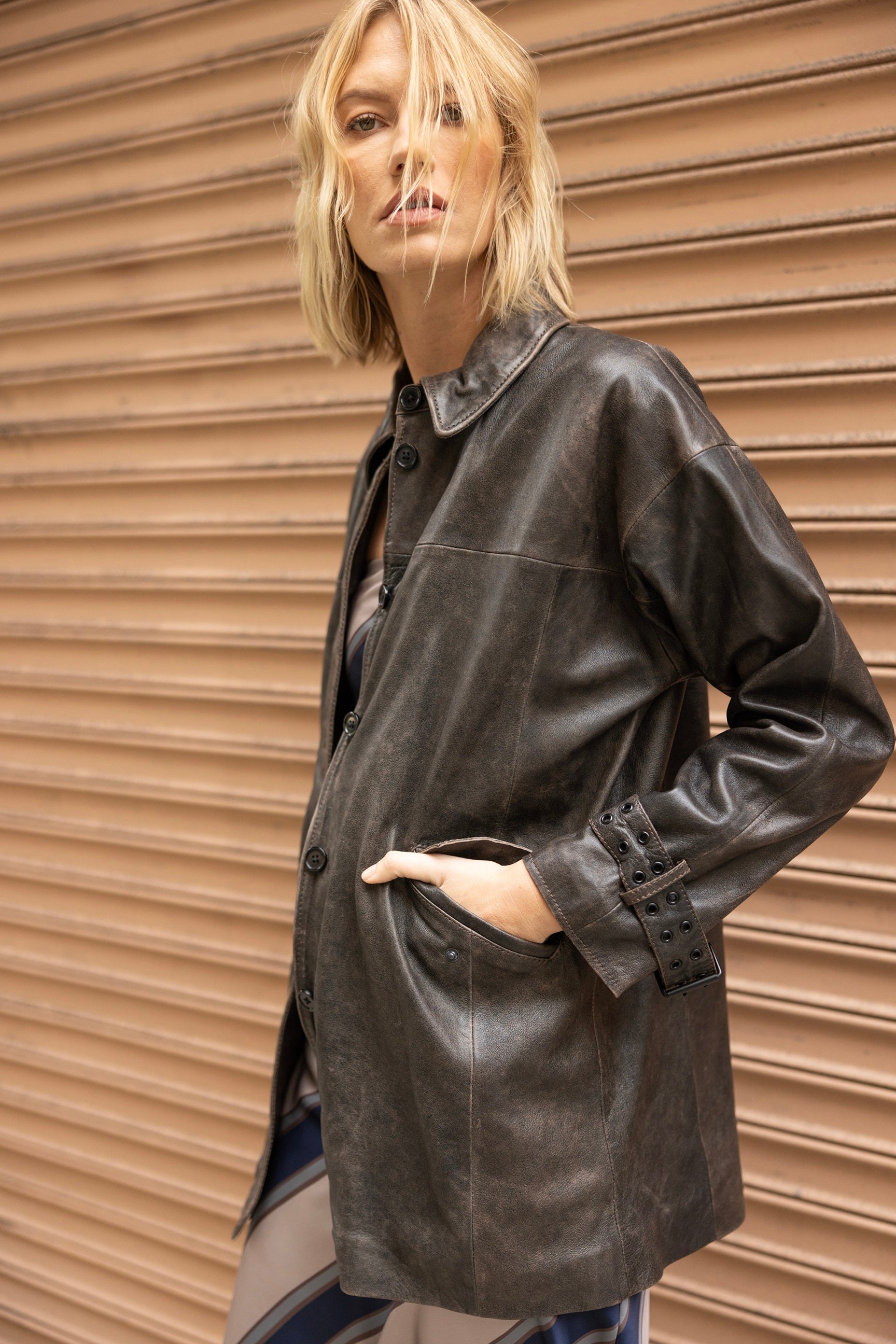 Teona OS Leather Jacket