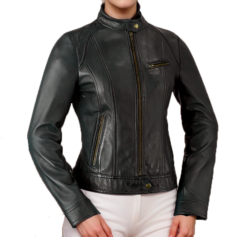 Whet Blu Women's Classic Scooter Style Leather Jacket