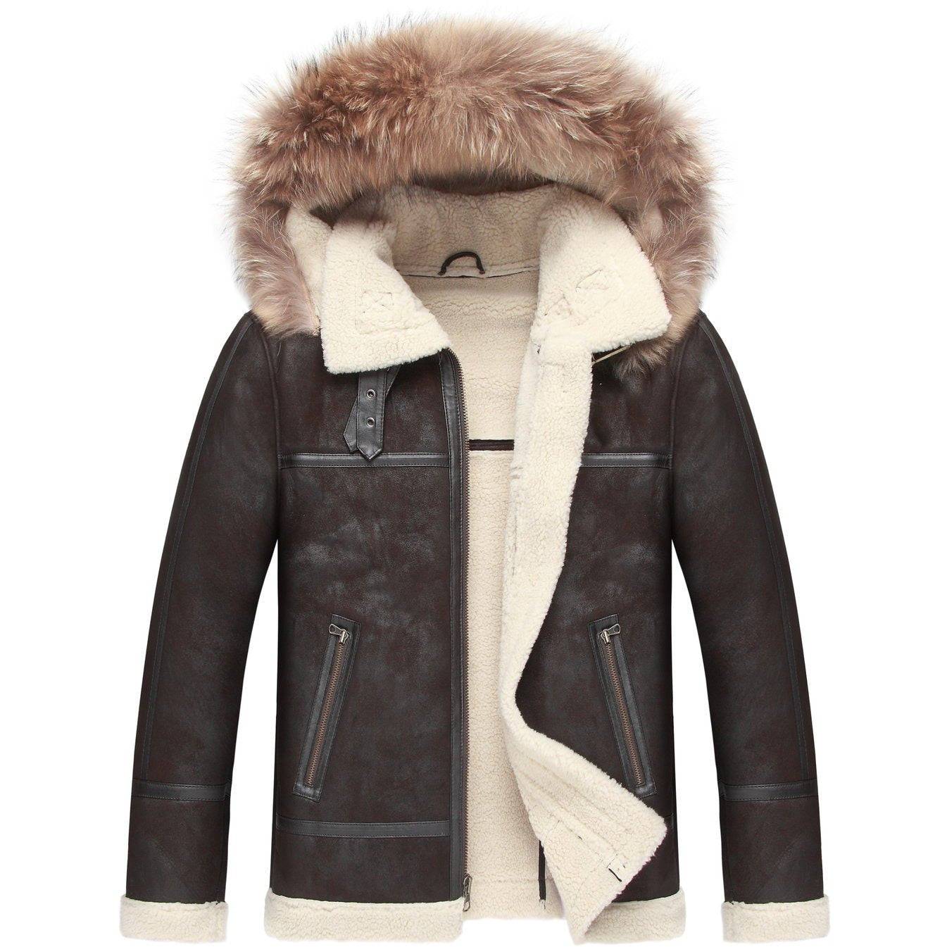 Mason & Cooper Men's B3 Faux Shearling Jacket with Zip Out hood - Zooloo Leather