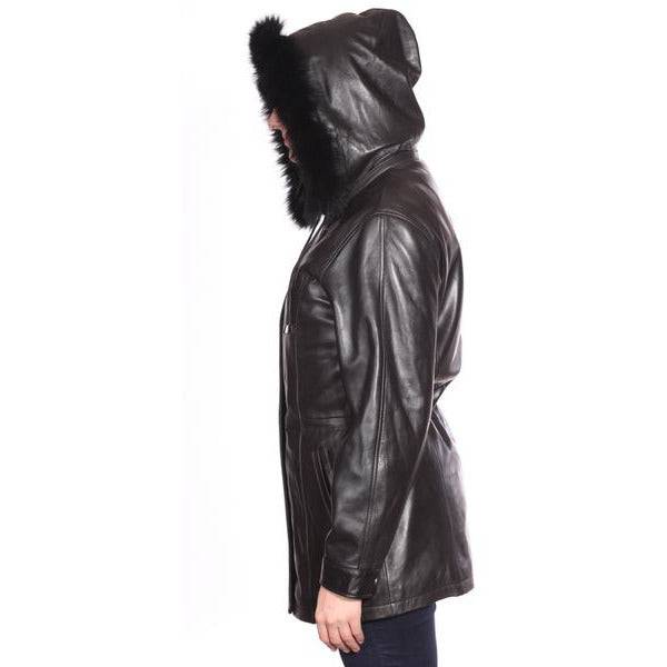 Mason & Cooper Women's Belle Lamb with Fox Fur Trim Parka Coat - Zooloo Leather