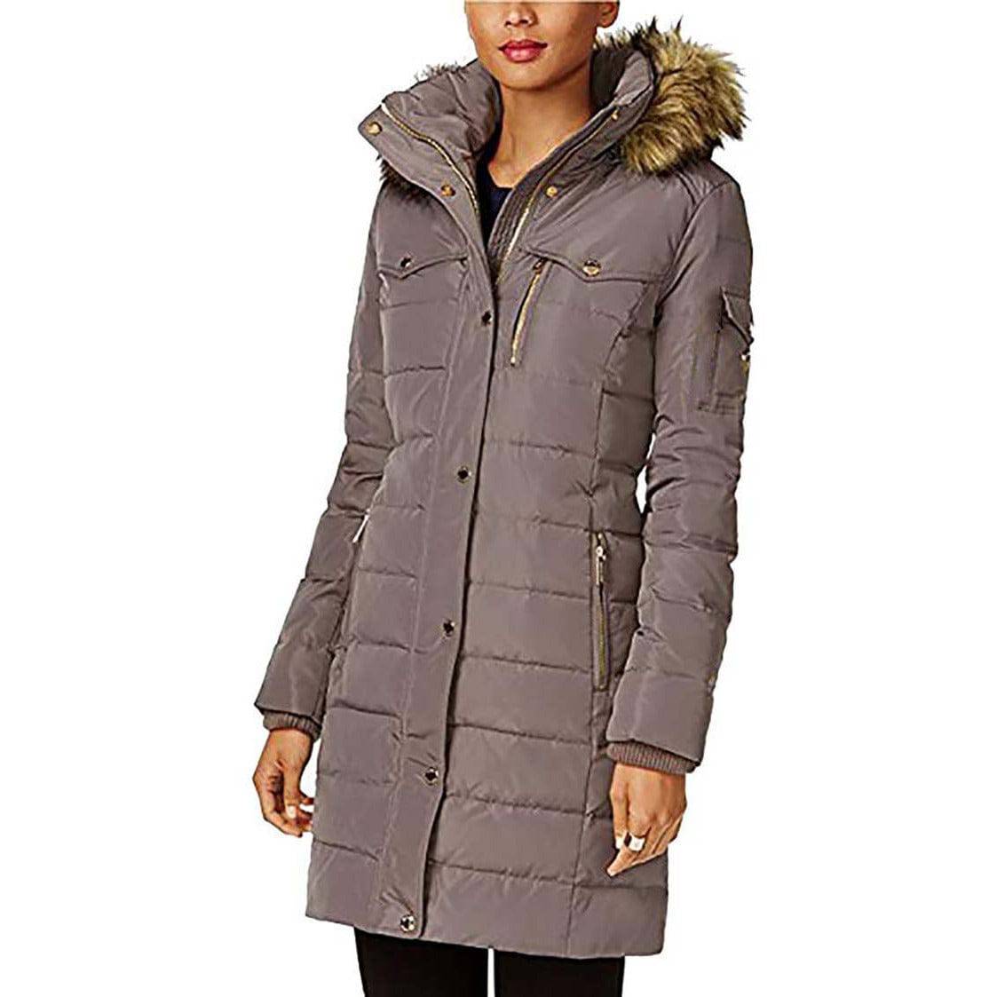 MICHAEL Michael Kors Women's Down Winter Coat with Faux Fur Hood - Zooloo Leather