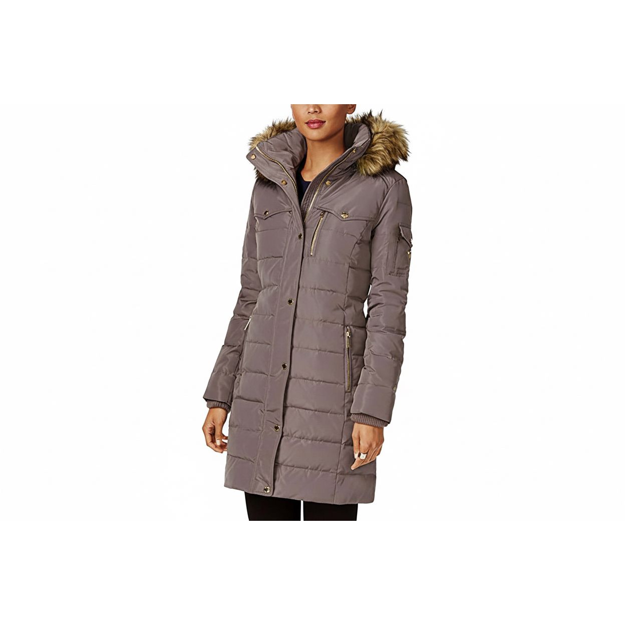 MICHAEL Michael Kors Women's Down Winter Coat with Faux Fur Hood - Zooloo Leather