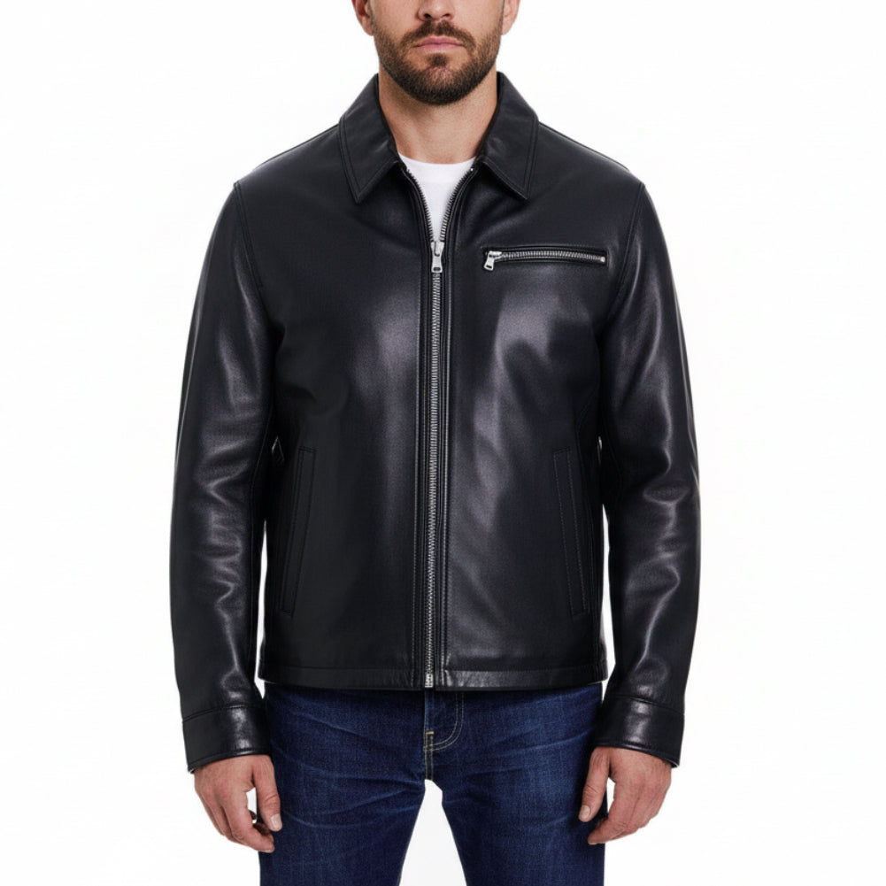 Michael Kors Men's Zip Front Leather Jacket - Zooloo Leather