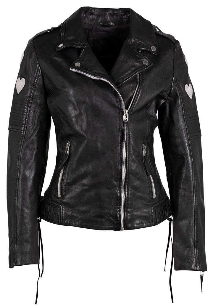 Reo RF Heart Detail Leather Jacket