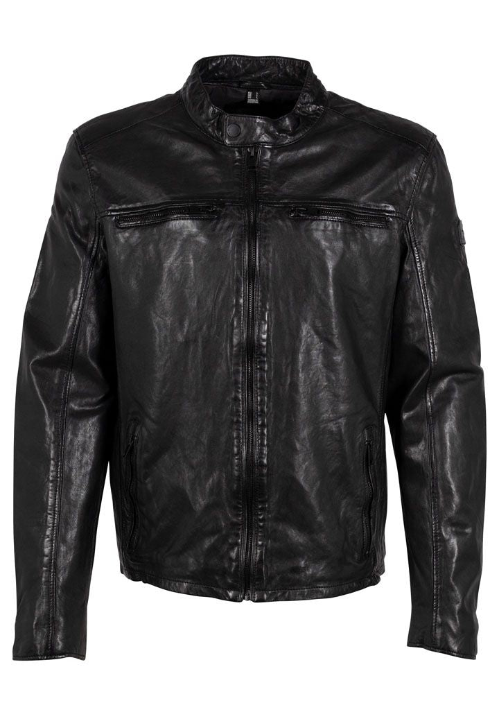 Jon RF Leather Jacket, Black