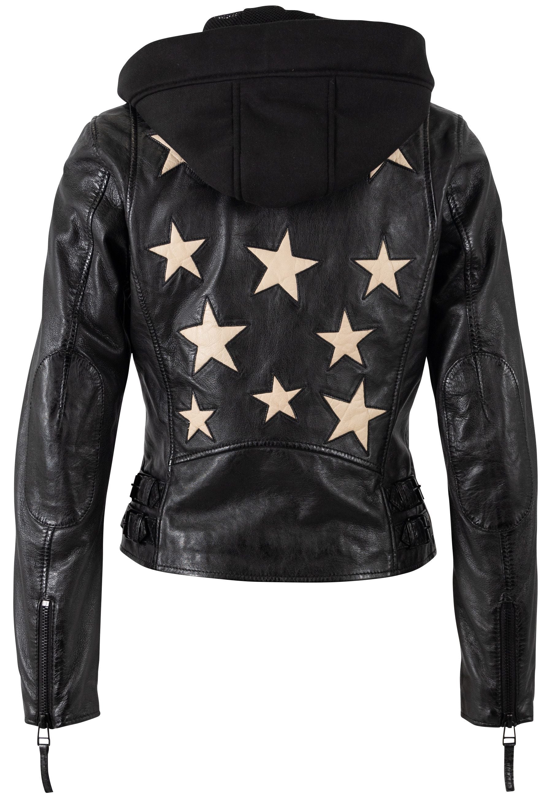 Christyn RF Star Detail with Hood Leather Jacket