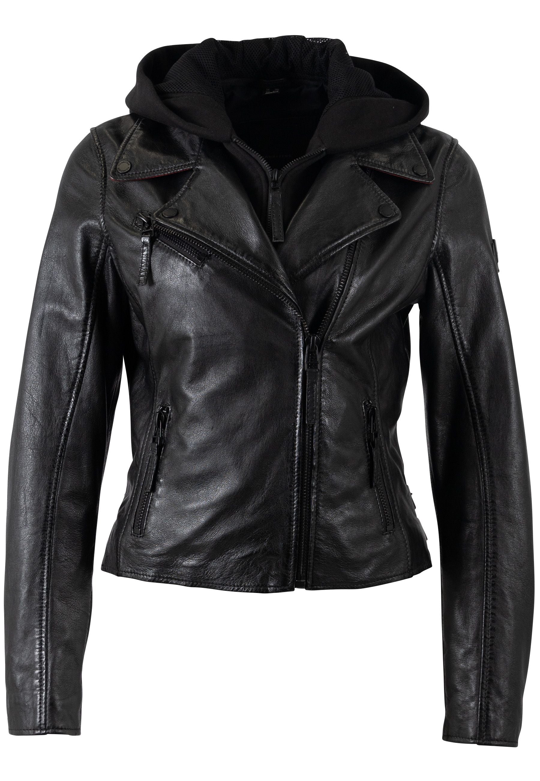 Christyn RF Star Detail with Hood Leather Jacket