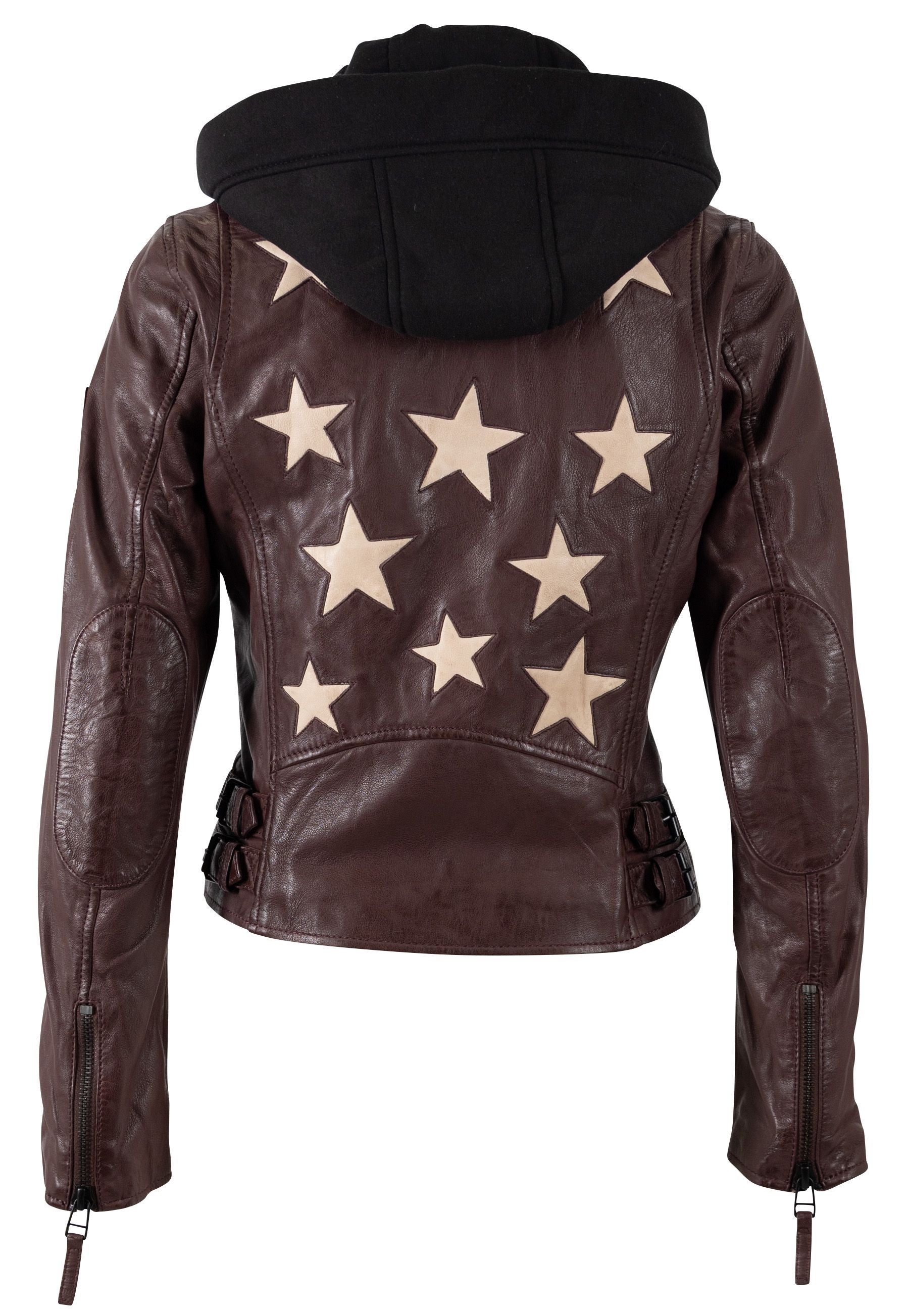 Christyn RF Star Detail with Hood Leather Jacket