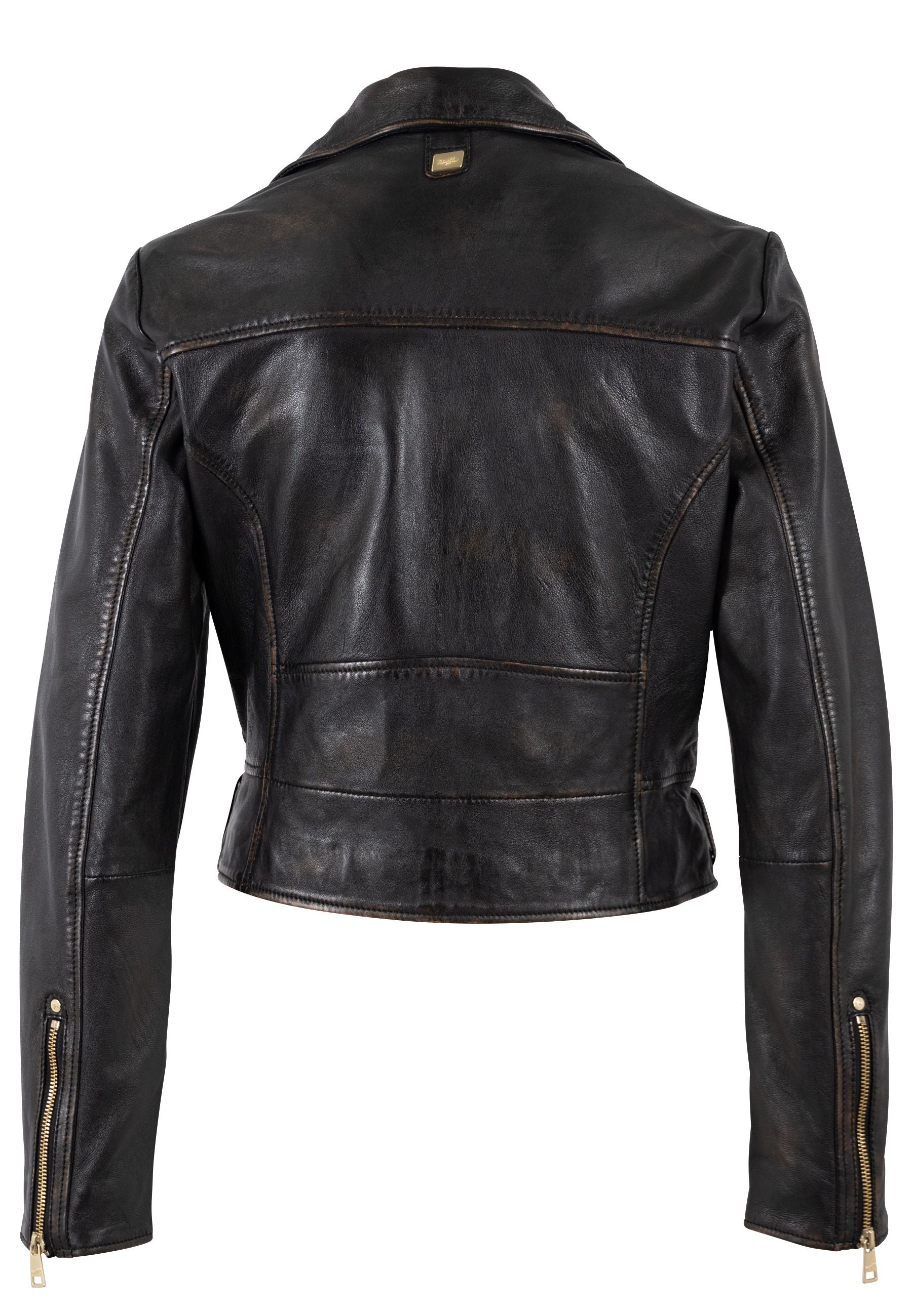 Hazie RF Leather Jacket - Antique Black