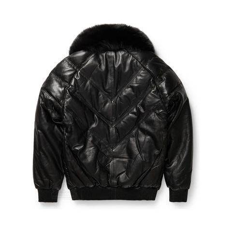 Original Goose Country Men's V-BOMBER FOX FUR leather Jacket - Zooloo Leather
