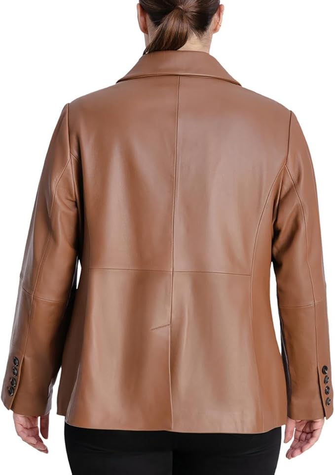 Anne Klein Women's Plus Size Leather Blazer Jacket
