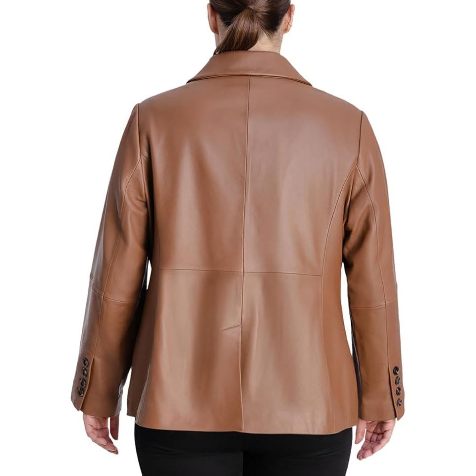 Anne Klein Women's Plus Size Leather Blazer Jacket
