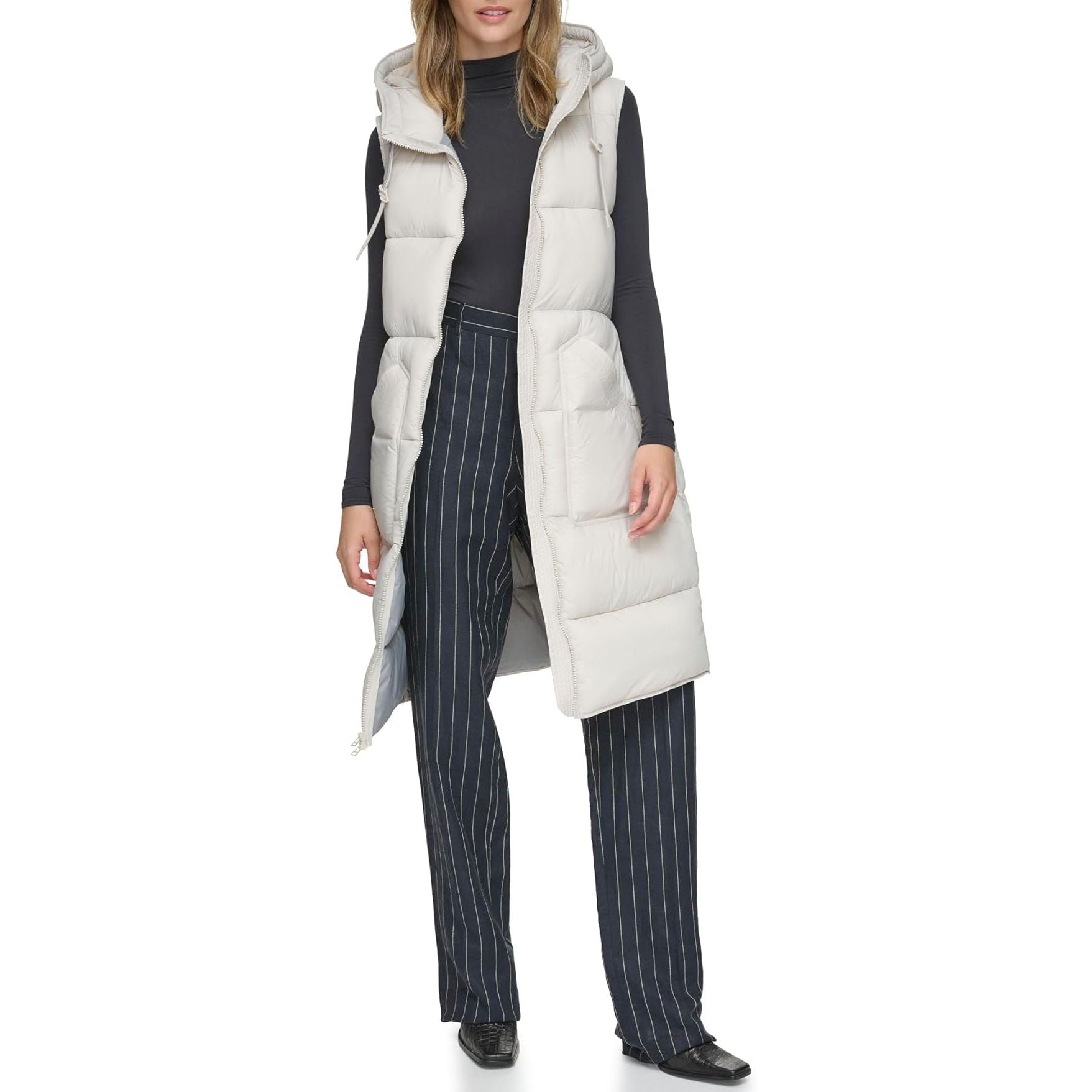 Andrew Marc Womens Kerr Long Quilted Puffer Vest