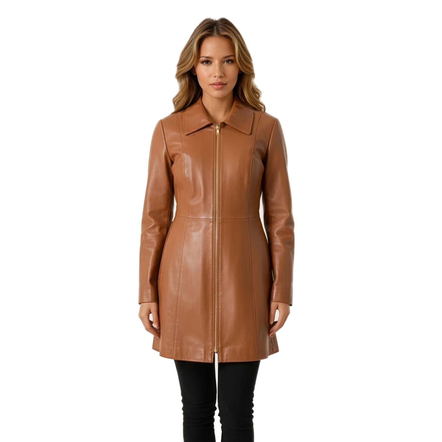 Anne Klein Women's Mid-length Leather Coat