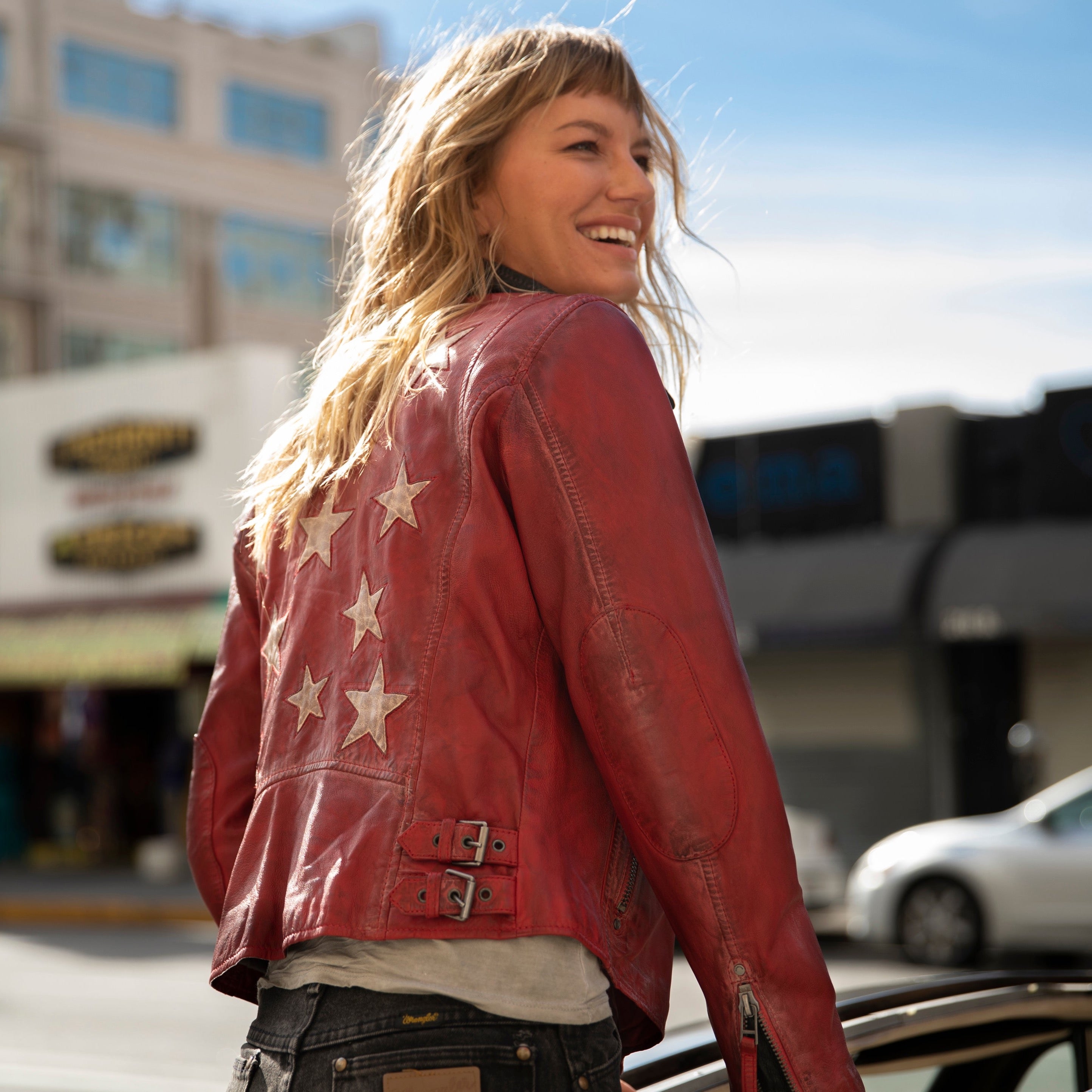 Mauritius Women's Christy RF Star Detail Leather Jacket
