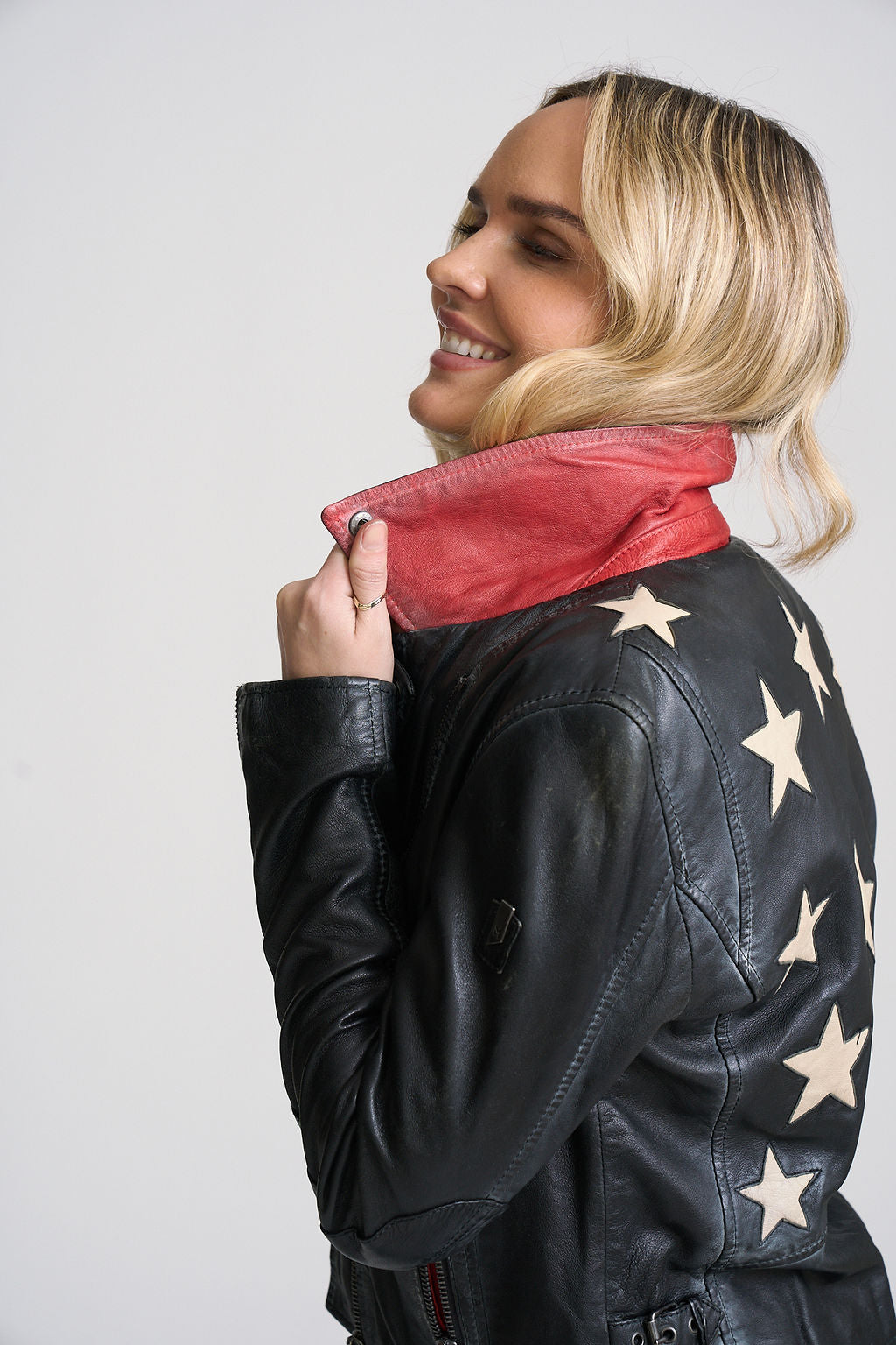 Mauritius Women's Christy RF Star Detail Leather Jacket