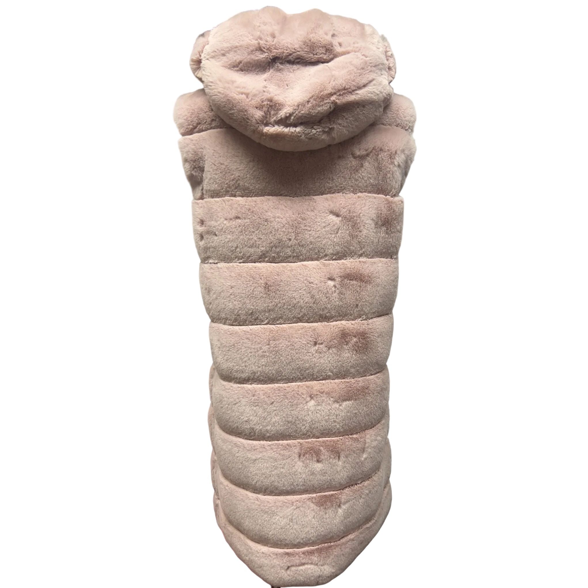 Puffy pink faux fur vest