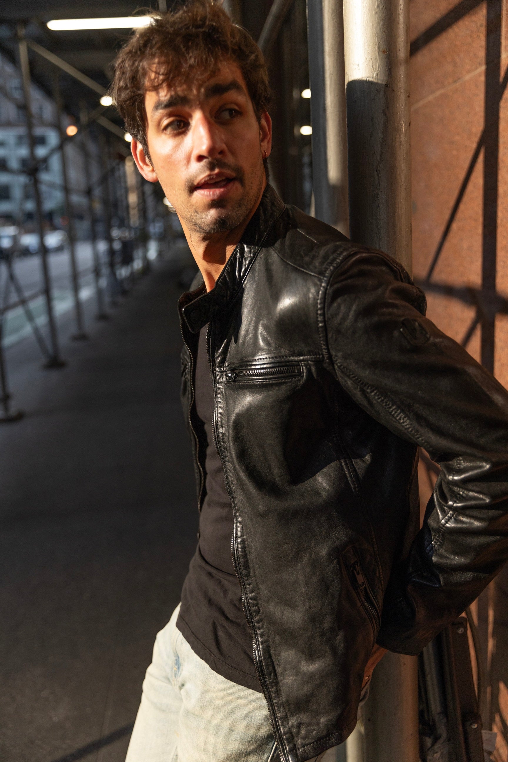 Jon RF Leather Jacket, Black