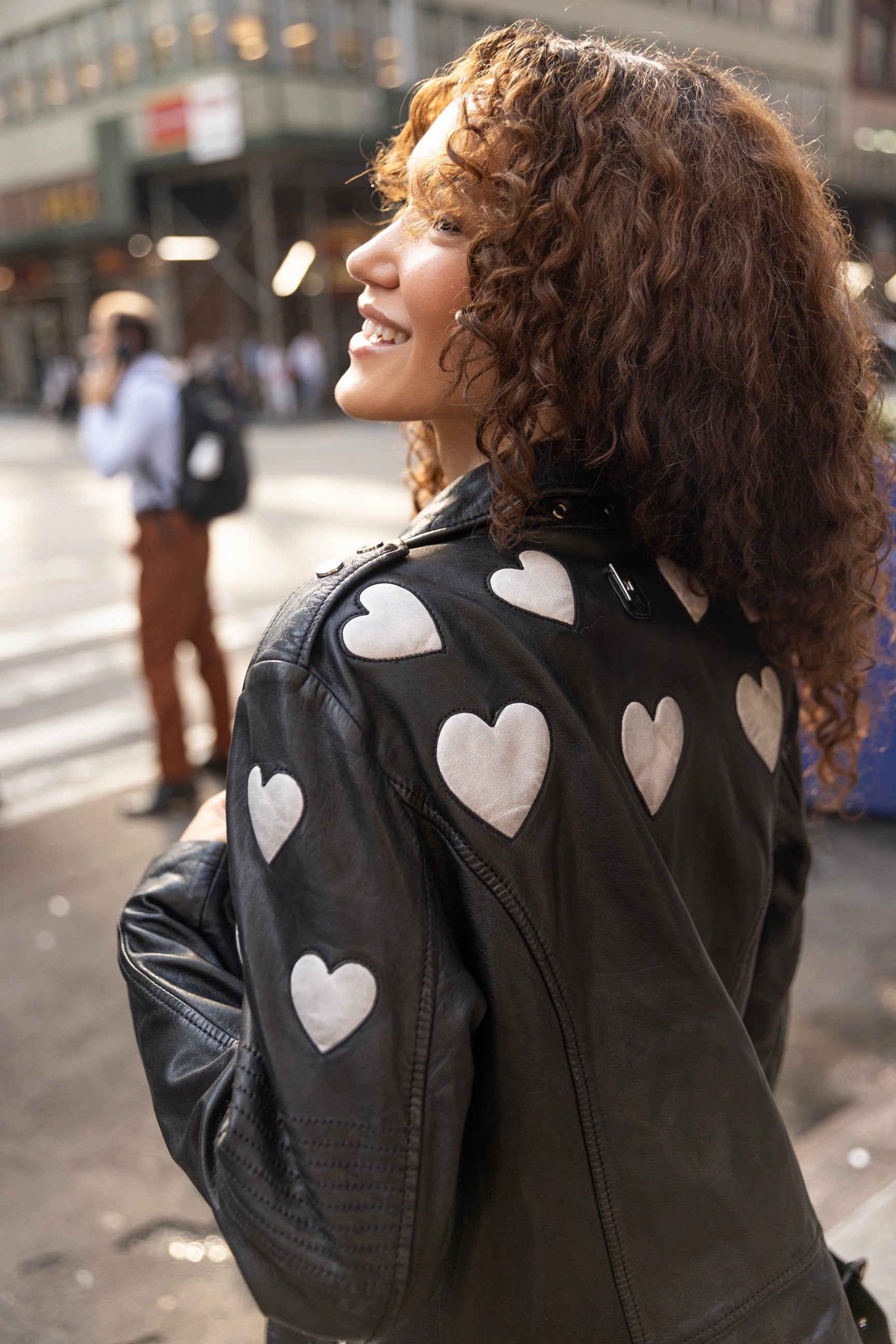 Reo RF Heart Detail Leather Jacket