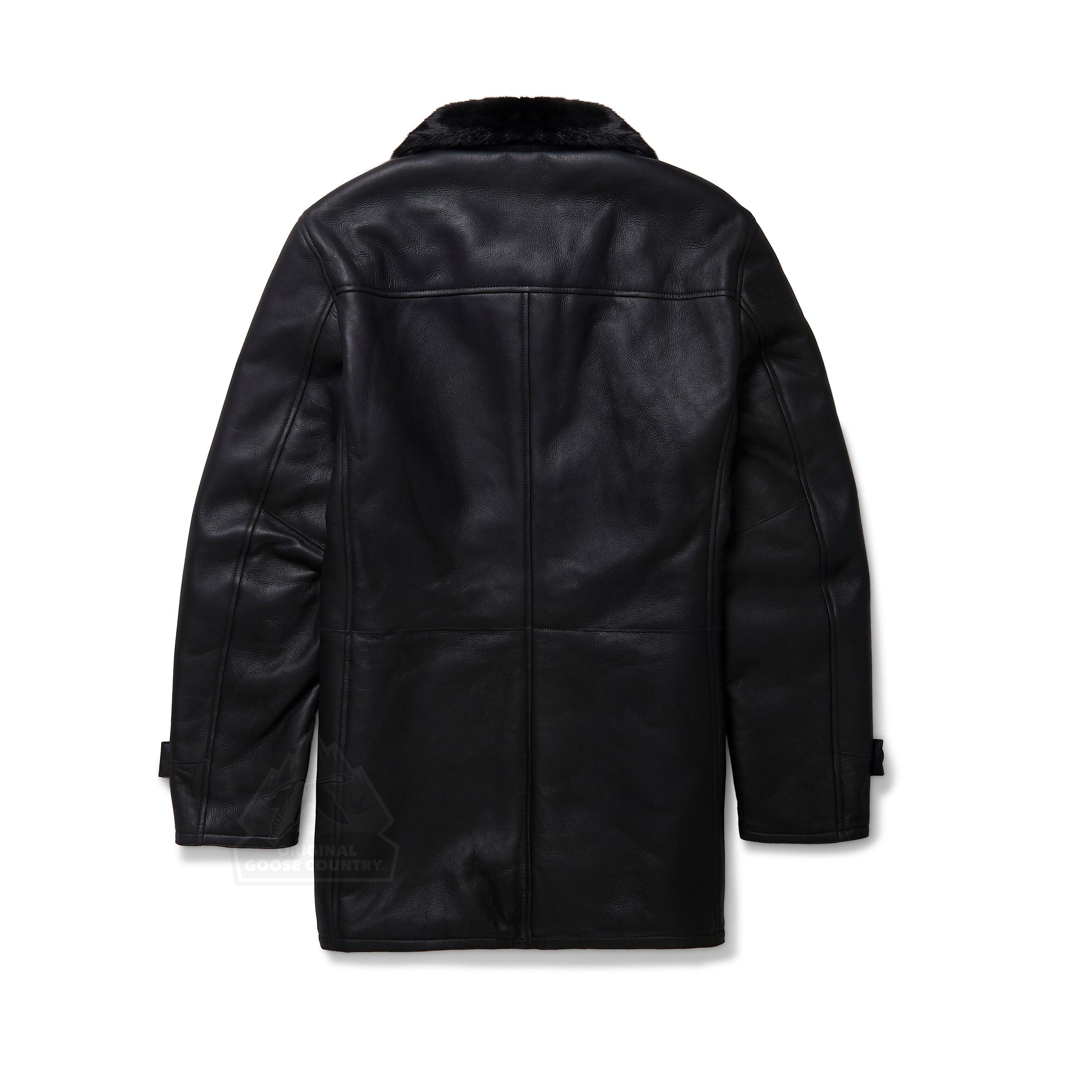 OGC Men's Sheepskin Shearling Coat with Mink Collar - Zooloo Leather