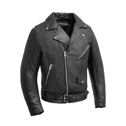 Black biker leather jacket