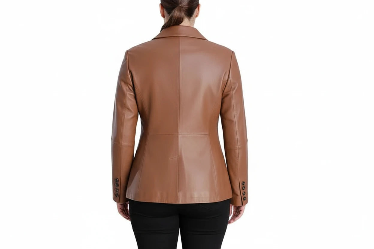 Anne Klein Women's Classic Leather Blazer Jacket