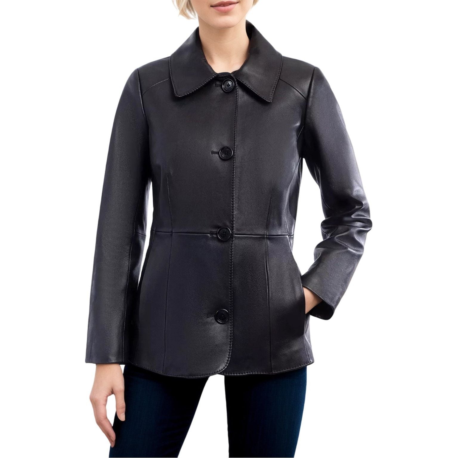 Anne Klein Women's Short PLUS Size Genuine Leather Jacket