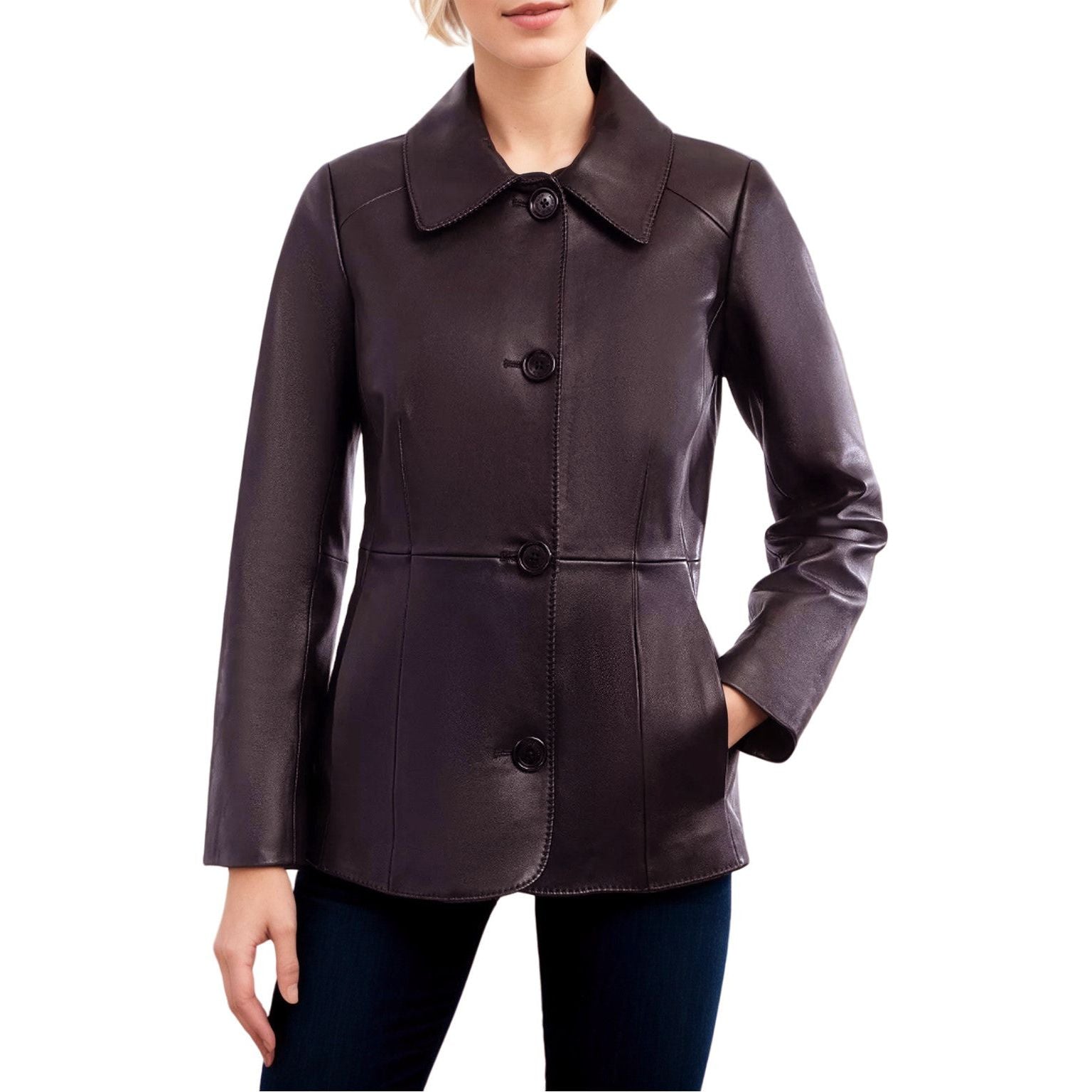 Anne Klein Women's Short PLUS Size Genuine Leather Jacket
